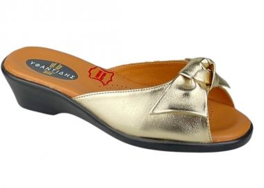 Παντόφλες γυναικείες | Δερμάτινες | Υφαντίδης | 110118 | Χρυσό - Υφαντίδης - 